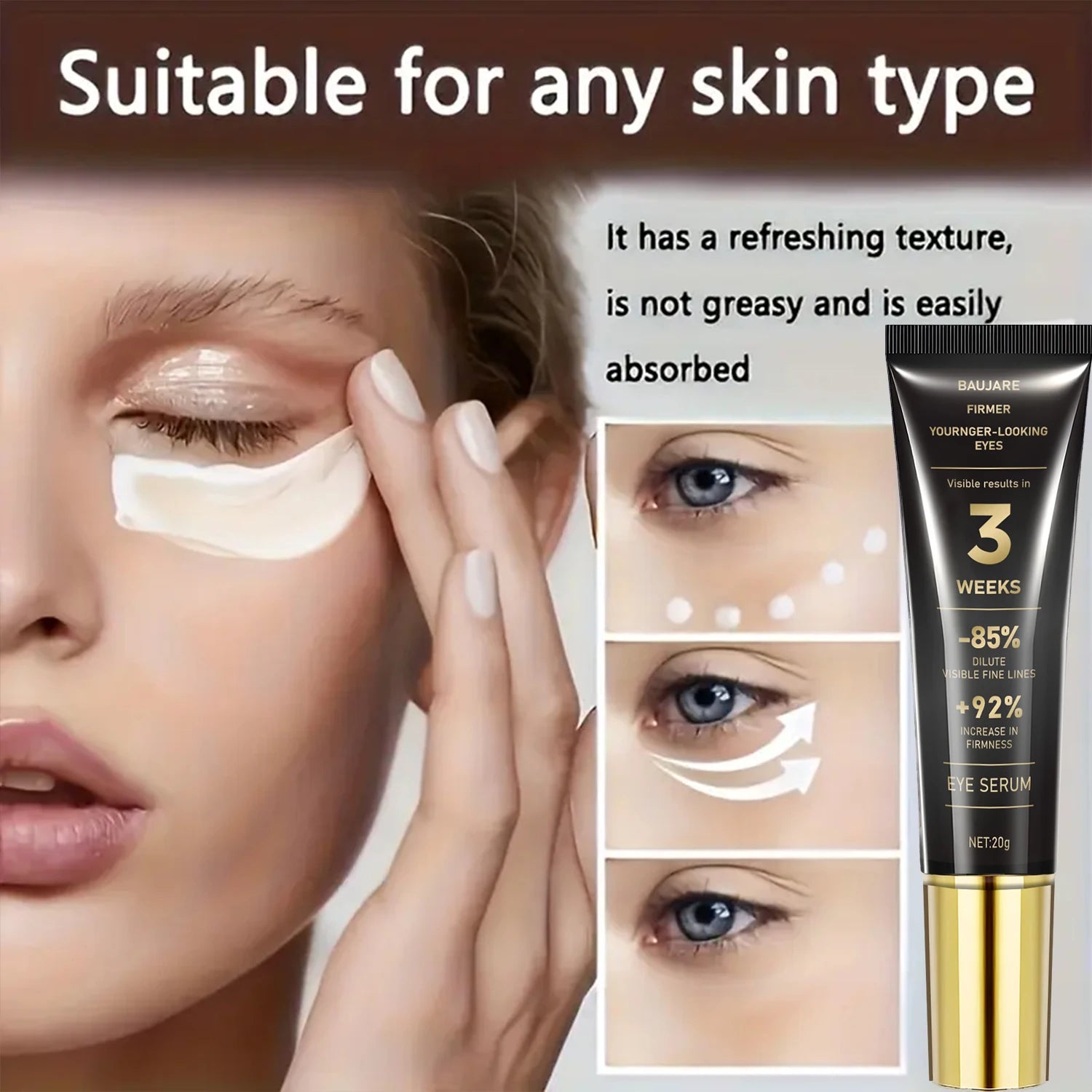 Retinol & Caffeine Eye Serum | Hyaluronic Acid, Collagen, Bee Venom Eye Serum Cream Peaceful Pleasures Health and Wellness