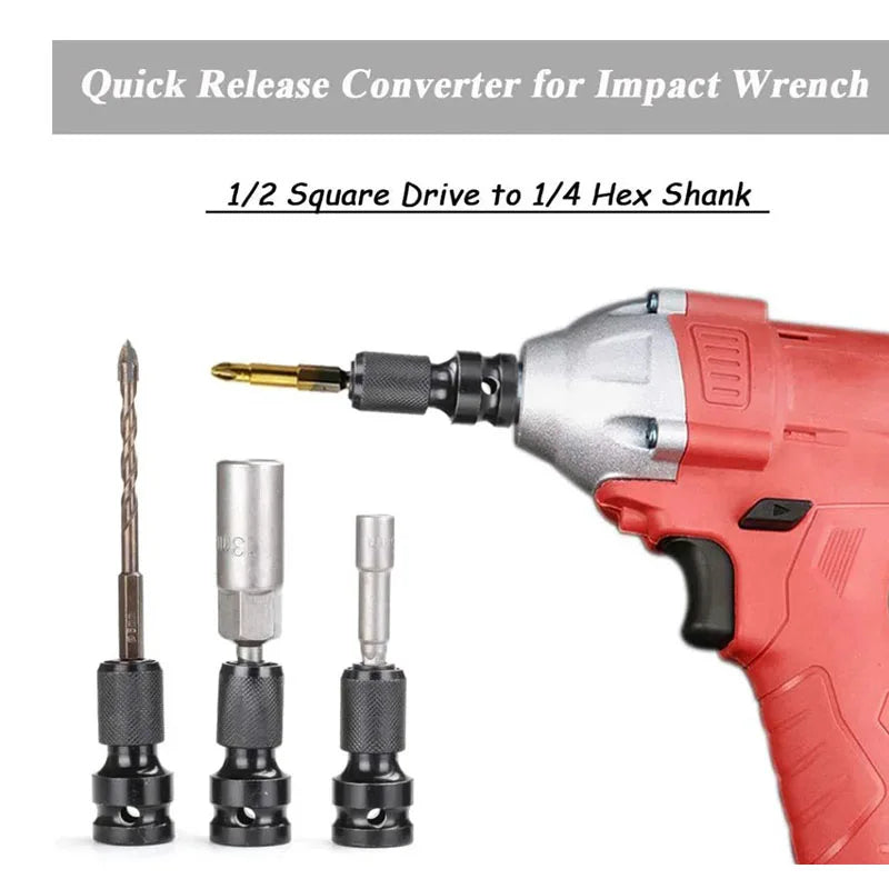 1/2 Square Handle 1/4 Hex Handle Electric Wrench Conversion Head Extension Spring Cover Wrench Conversion Head Piece Set 1/2 Sq Peaceful Pleasures Health and Wellness