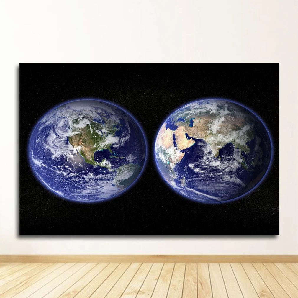 Space Galaxy Canvas Wall Art – Astronaut Planet Universe Poster