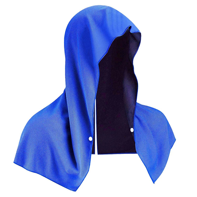 Outdoor Sports Sun Protection and Cooling Towel Gym Beach Camping U-shaped Cooling Hoodie Headscarf Quick-drying Towel Peaceful Pleasures Health and Wellness Deep blue