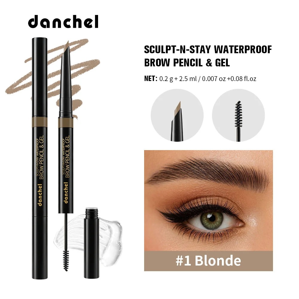2-in-1 Eyebrow Pencil & Gel Quick Drying Transparent Eyebrow Gel Waterproof Long Lasting Strong-hold Dual-ended Eyebrow Pencil Peaceful Pleasures Health and Wellness Blonde