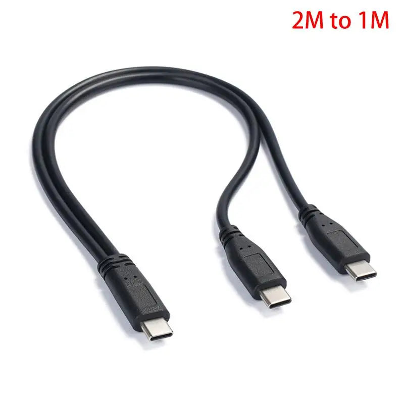 USB-C 1-to-2 Splitter Cable | 15W 3A Charging & Data Sync