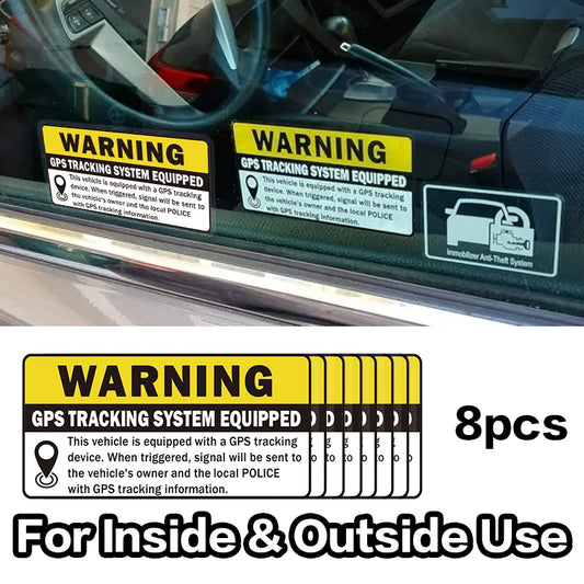 8-Pack GPS Tracking Anti-Theft Warning Stickers for Cars Car Security Stickers Peaceful Pleasures Health and Wellness