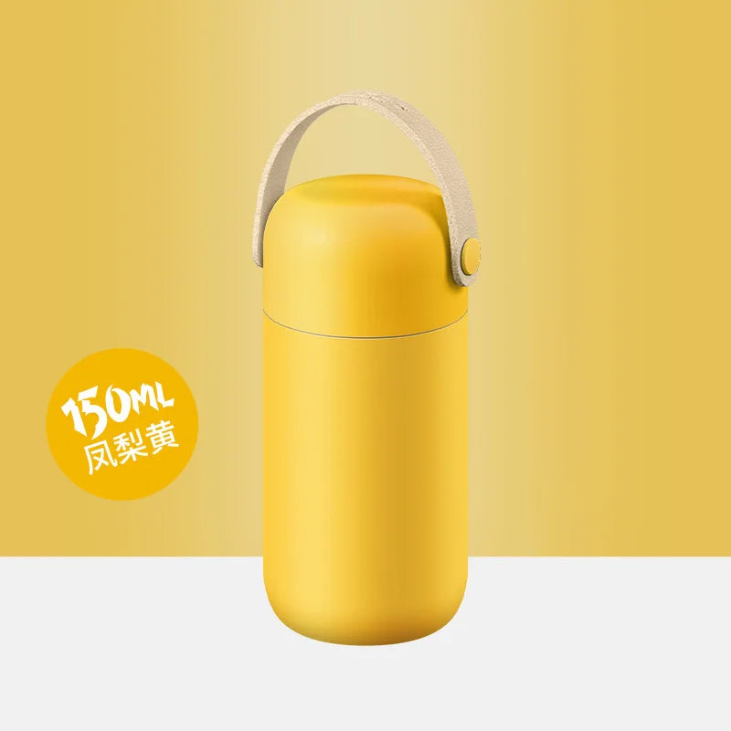 Macaron Mini Pocket Thermos Cup 150ml | Vacuum Insulated Flask Mini Thermos Flask Peaceful Pleasures Health and Wellness YELLOW 150ml