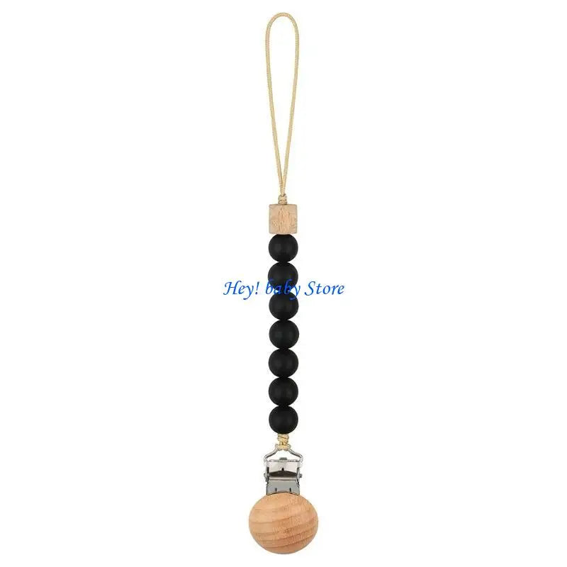 Baby Pacifier Clip Chain | Silicone Beads & Wooden Teether