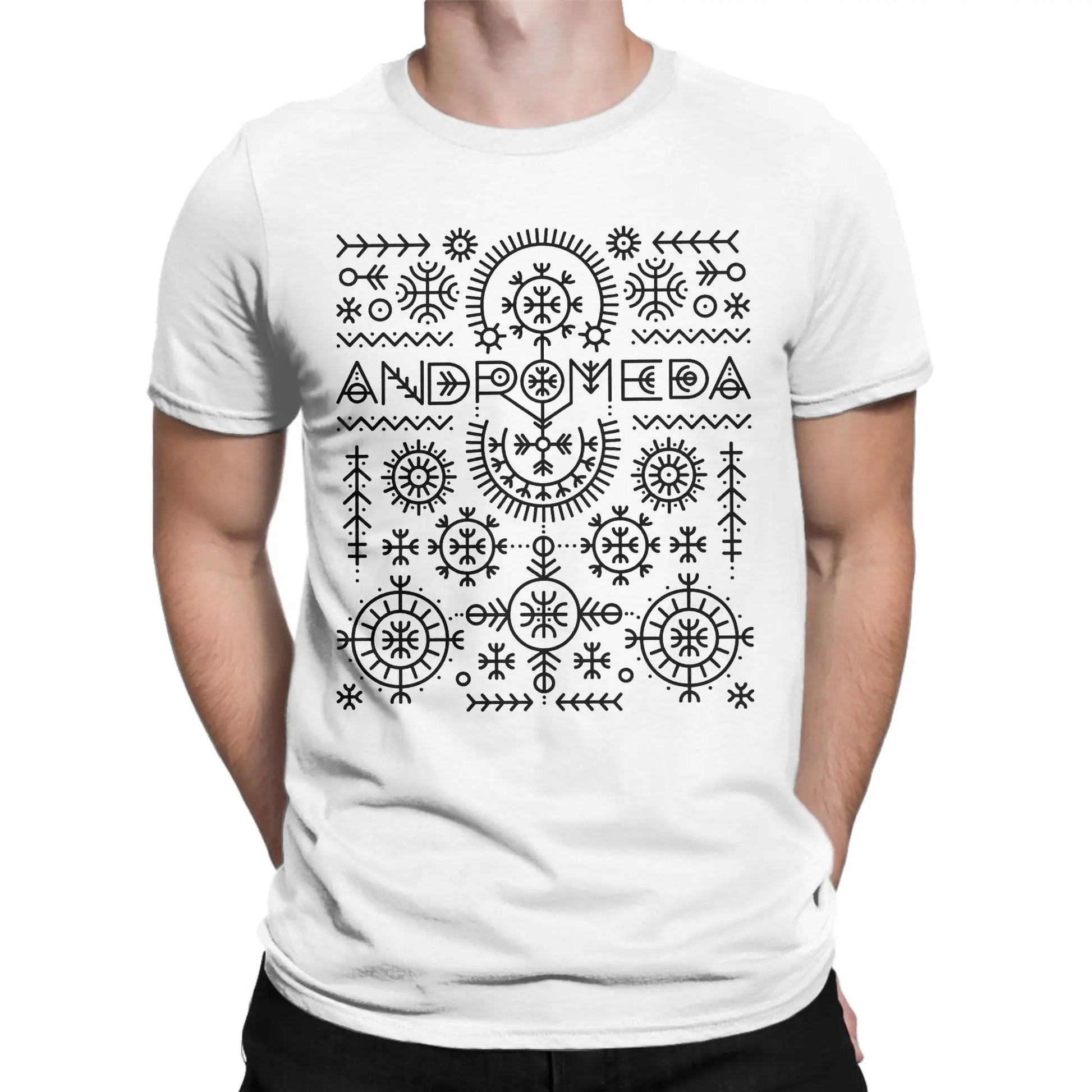 Men T-Shirt Andromeda Unique 100% Cotton Tees Short Sleeve Lelek Eurovisions 2026 T Shirts Crewneck Tops Gift Peaceful Pleasures Health and Wellness