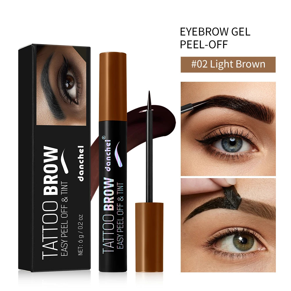 Peel Off Eyebrow Gel Tint 1PC Semi Permanent Waterproof Brow Tattoo Transfer Proof Long Lasting For Fuller Defined Brows Peaceful Pleasures Health and Wellness 2Light Brown