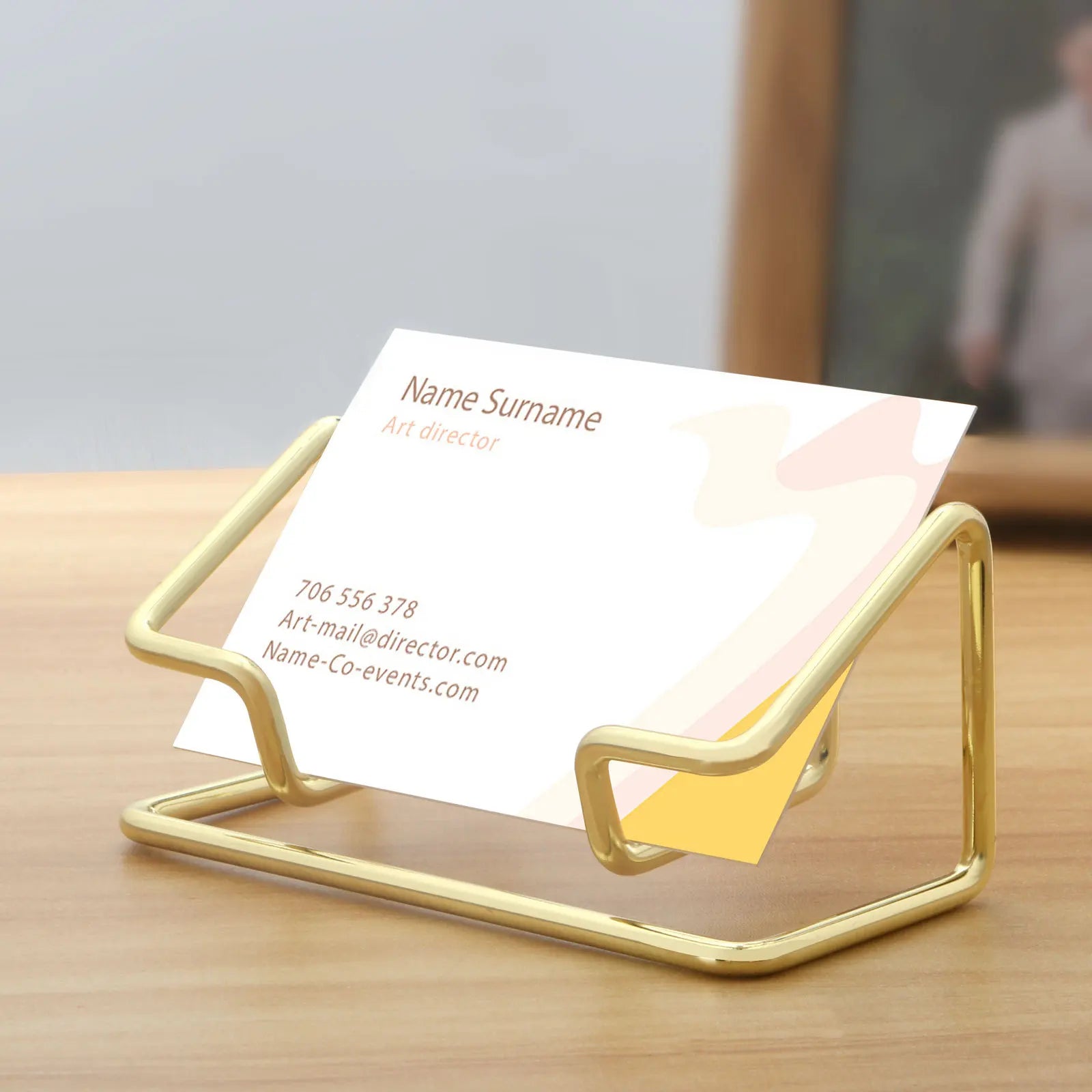 New Desktop Business Card Holder Fashion Metal Business Card Display Holder Modern Business Name Card Stand Home Office Peaceful Pleasures Health and Wellness Gold