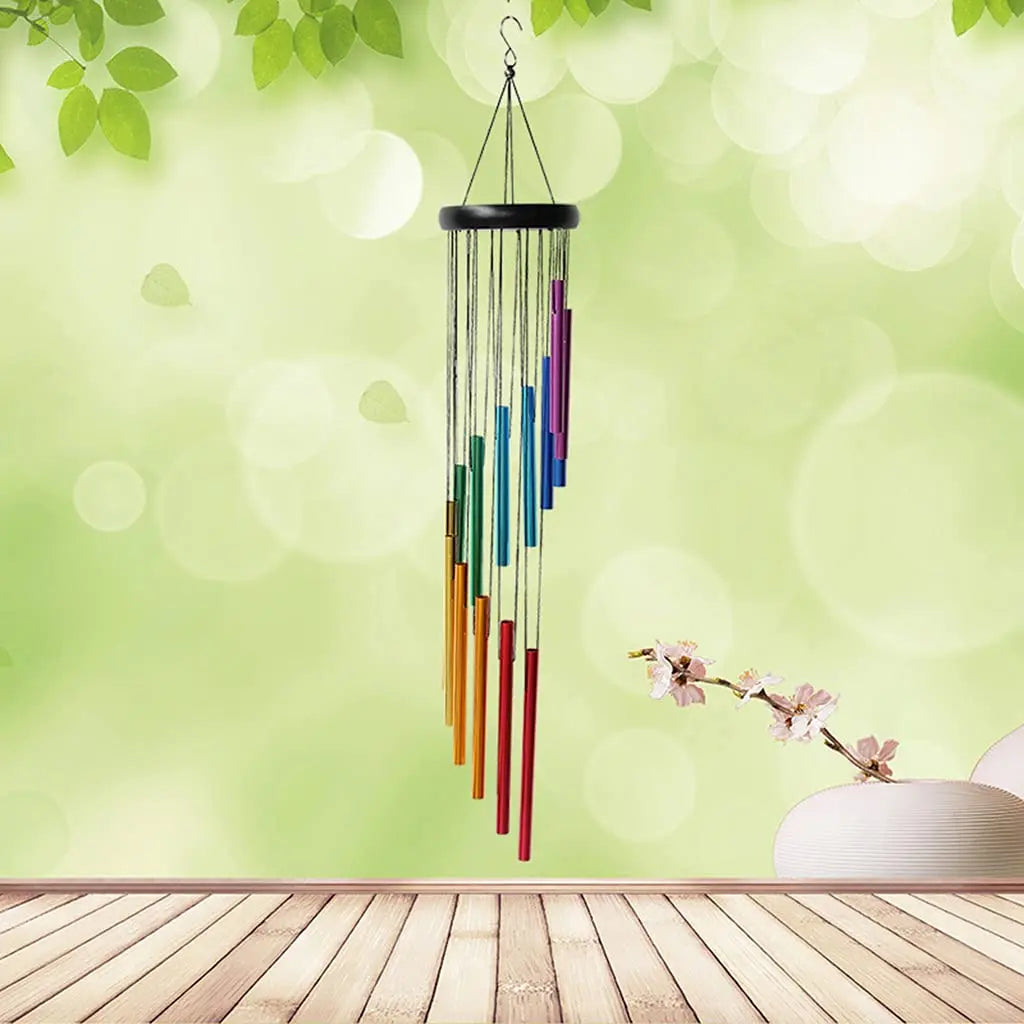 Beautiful and Soothing Musical Wind Chime with 12 Tubes and Bells - Perfect for Relaxation and Meditation Peaceful Pleasures Health and Wellness
