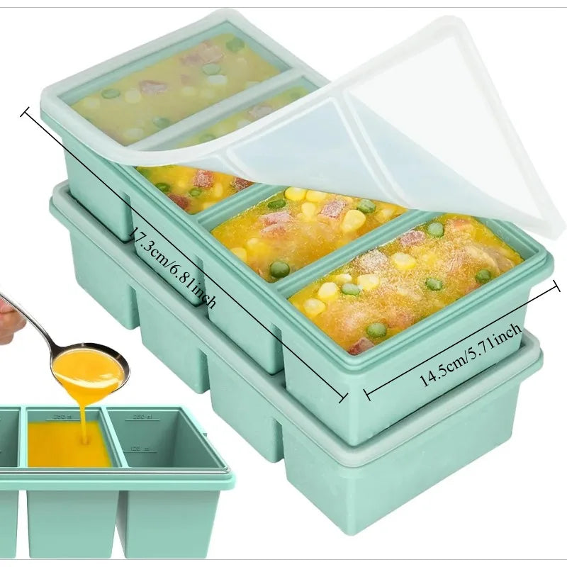 Silicone Freezer Tray with Lid | Soup Broth Ice Mold BPA-Free