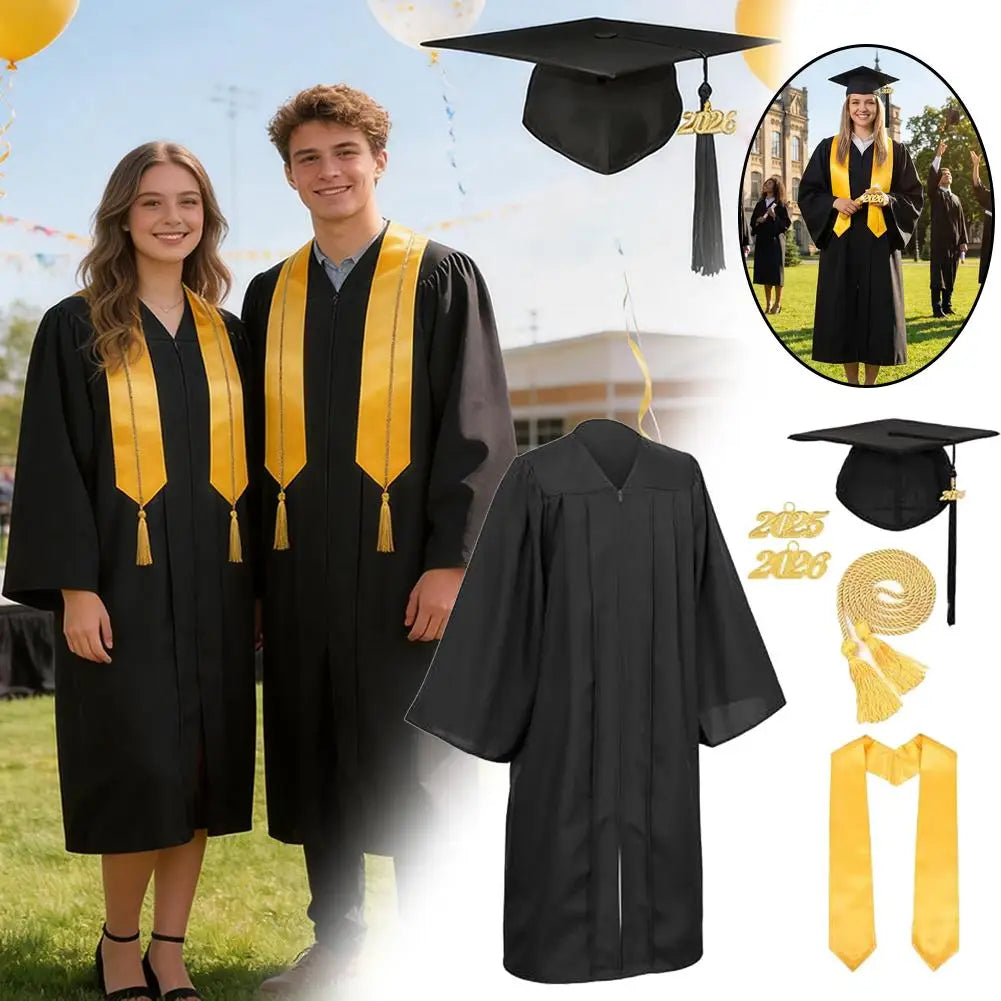 Graduation Cap & Gown Set – Unisex Academic Robe with Tassel