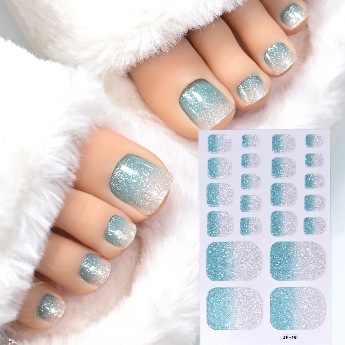 Gradient Glitter Toe Nail Stickers – Full Cover DIY Nail Art