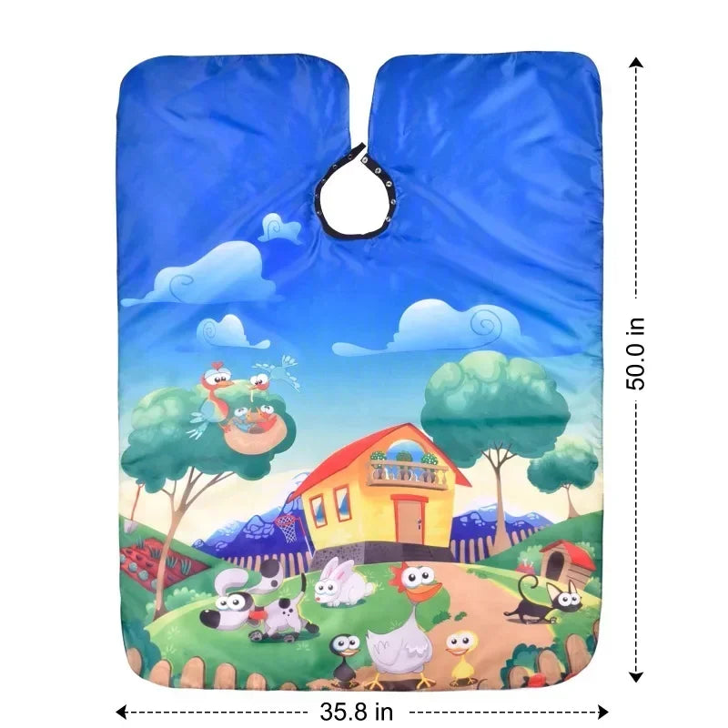 Kids Hair Cutting Cape Gown Hairdresser Barber Apron Hairdressing Children Girls Boys Hair Cut Cloak Umbrella Protecter Peaceful Pleasures Health and Wellness A