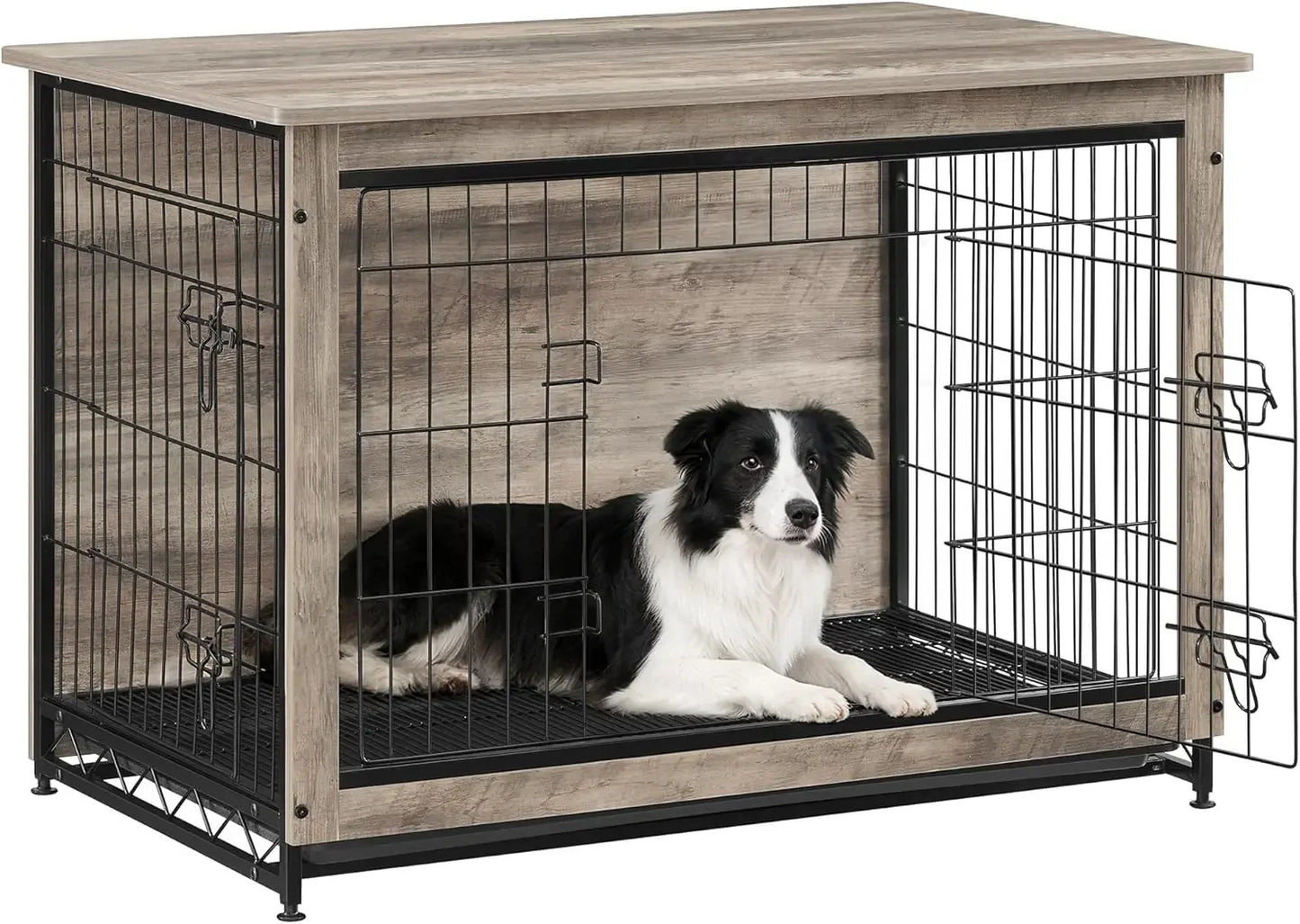 38.6" Indoor Dog Crate Furniture, XL Pet Kennel for Large Medium Dogs up to 70 lb with Removable Tray and Double Doors Peaceful Pleasures Health and Wellness United States