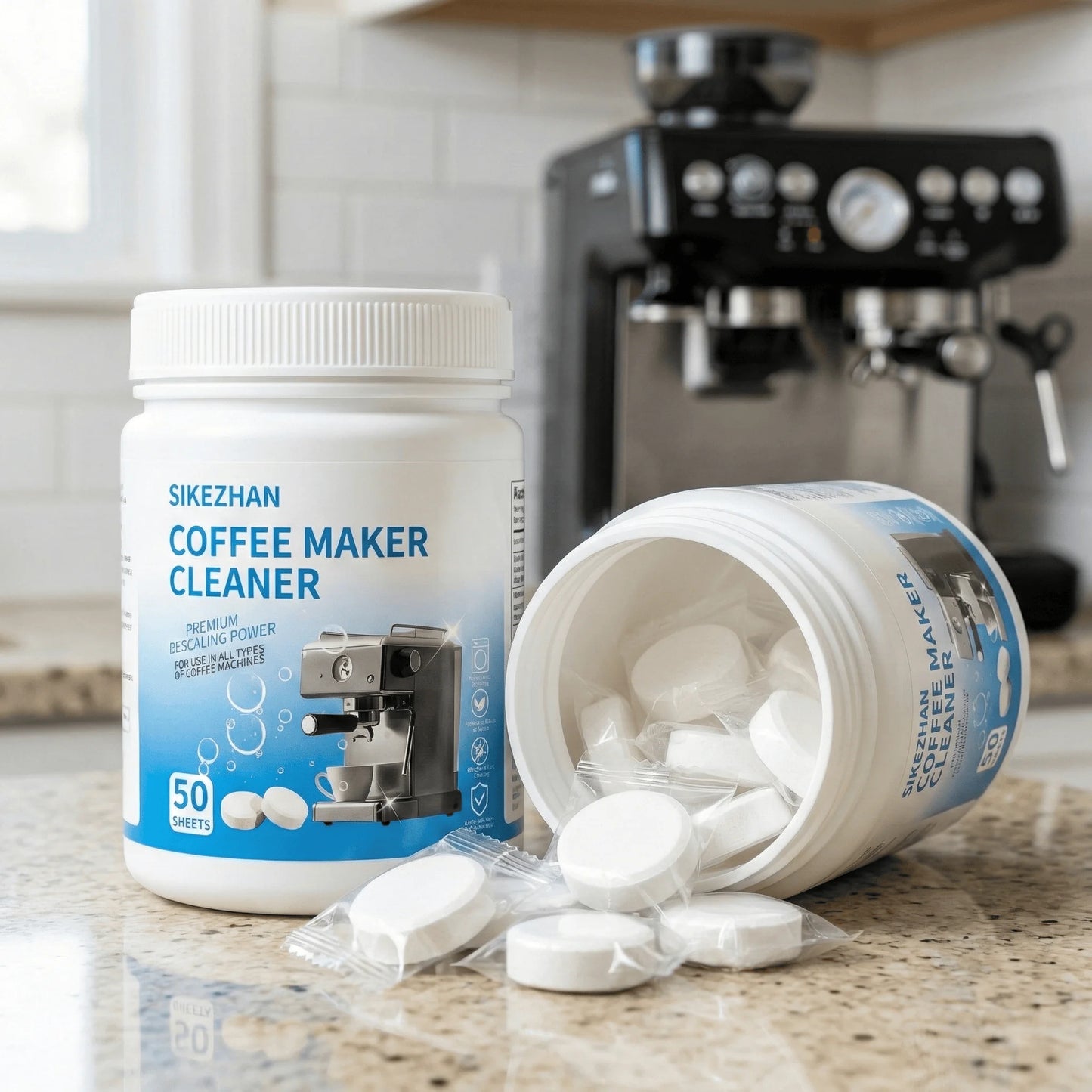 50 Sheets Universal Coffee Maker Cleaner Descaler for Keurig Nespresso Espresso Drip Machines Limescale Remover Cleaning Kit Peaceful Pleasures Health and Wellness