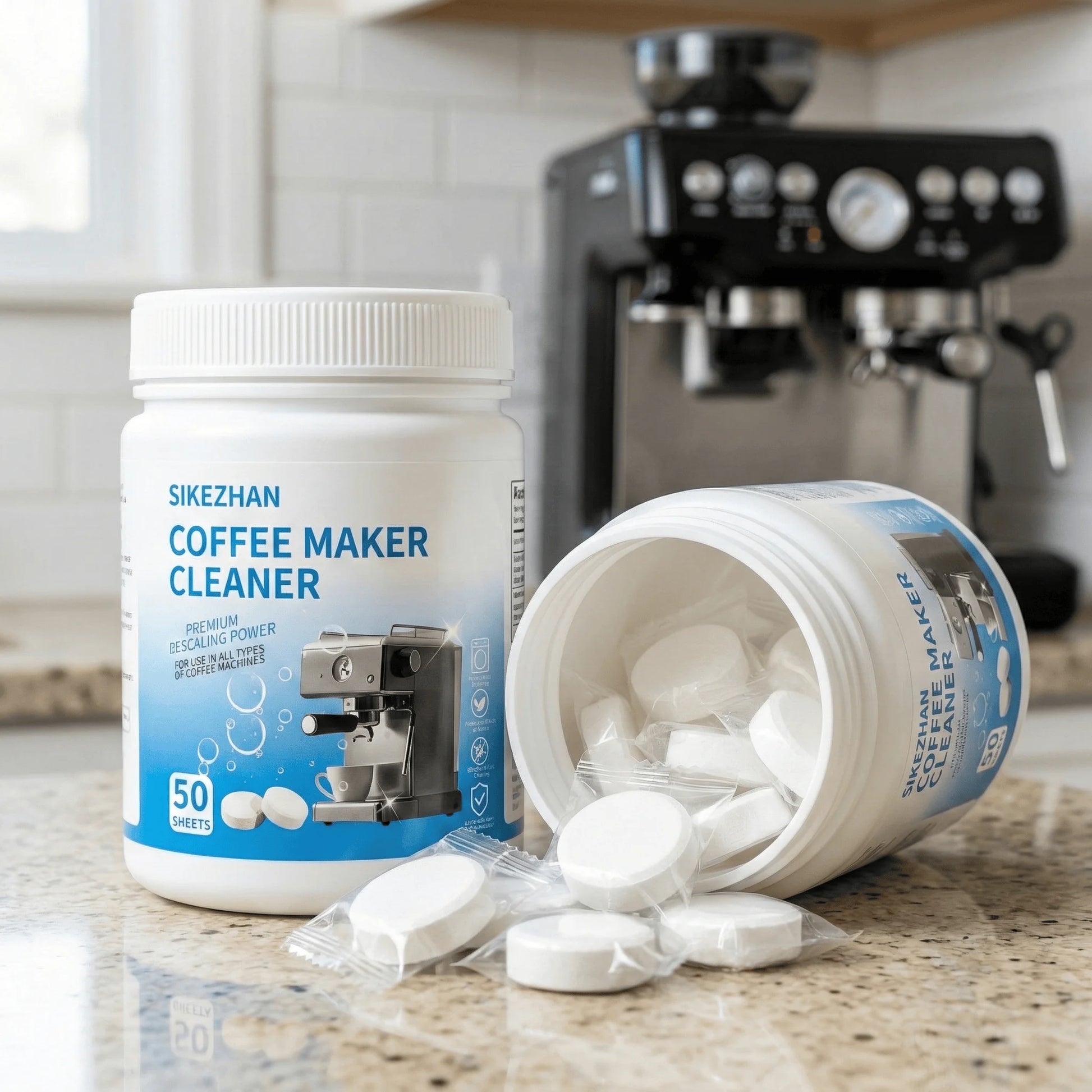 50 Sheets Universal Coffee Maker Cleaner Descaler for Keurig Nespresso Espresso Drip Machines Limescale Remover Cleaning Kit Peaceful Pleasures Health and Wellness