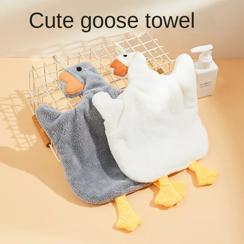 Cute Animal Kids Hand Towels – Soft Coral Fleece Duck & Penguin