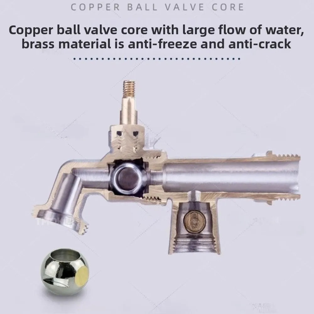 Black Anti-Freeze Outdoor Garden Faucet – Dual Outlet 1/2"