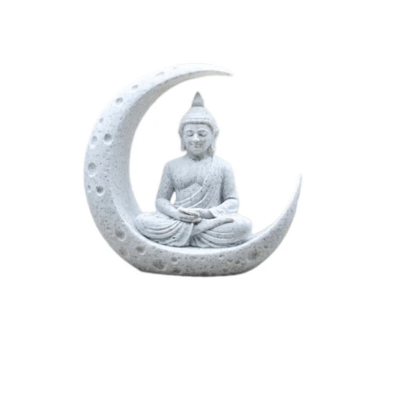 1-Piece Set of Buddha and Moon-Shaped Ornaments, 3D Printed, Cross-Border Hot-Selling Item, High Aesthetic Creative Desktop Decoration, Ideal Gift for Meditation Enthusiasts and Spiritual Seekers Peaceful Pleasures Health and Wellness