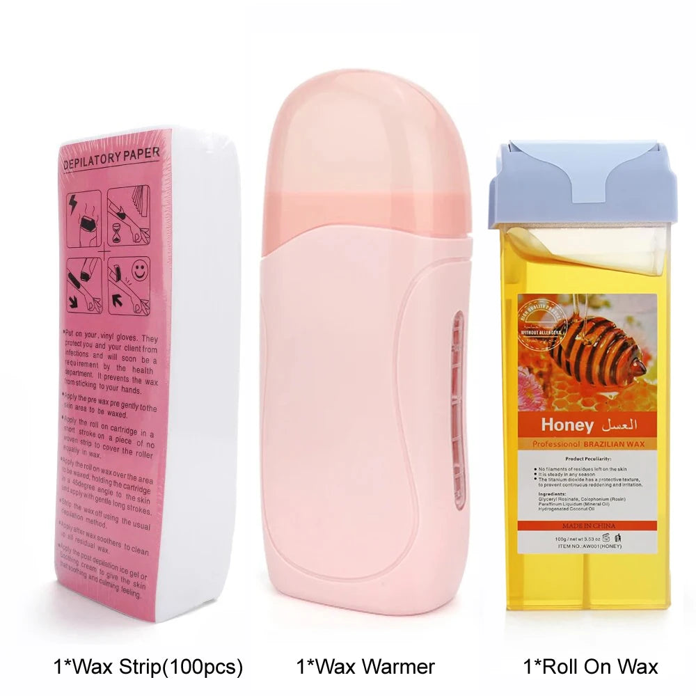 BXA 3-in-1 Roll-On Waxing Kit | Wax Heater, Cartridge & Strips