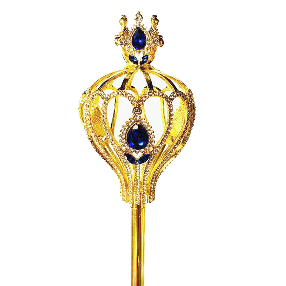 Queen Scepter Costume Staff Gold Comics Princess Wand Role Play Props with Rhinestones for Party Dress-up Costume Peaceful Pleasures Health and Wellness