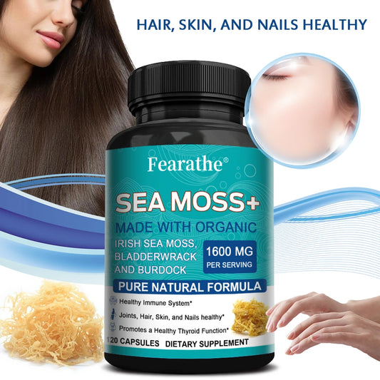 Organic Sea Moss Capsule for Intestinal Health & Immune Support Skin, Joint Health Support, Intestinal Cleansing - 120 Capsules Peaceful Pleasures Health and Wellness