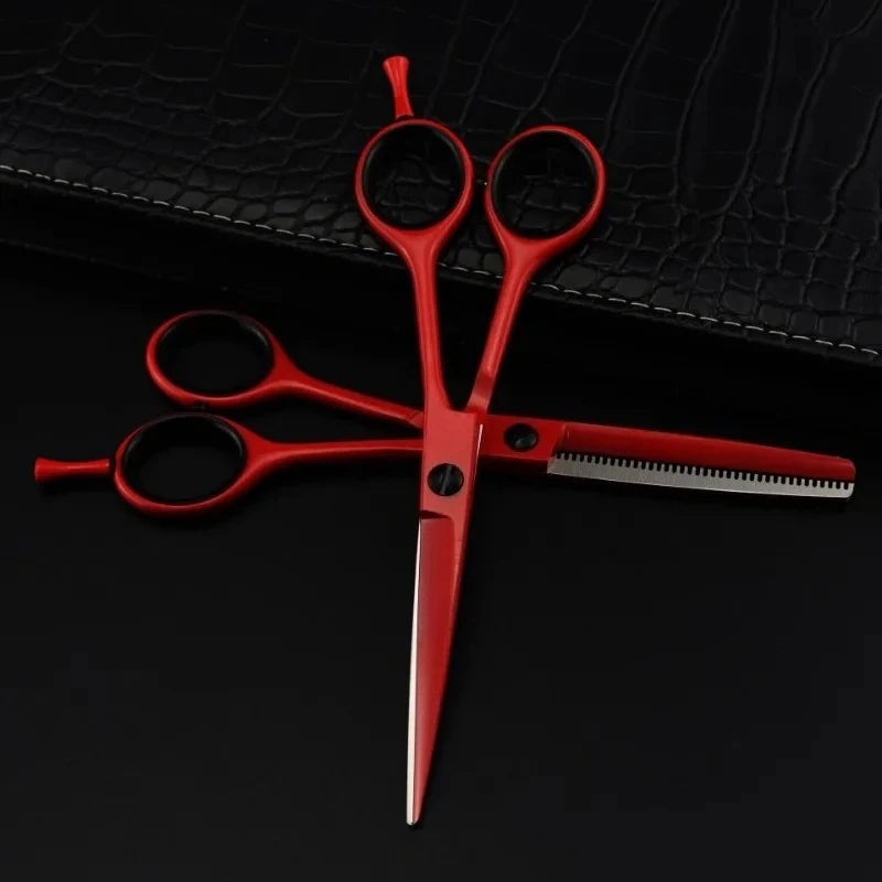 Hair Scissors Cutting+Thinning Set Salon Shears Barber Scissors Shop 6 Inch Hairdressing Scissors Professional High Quality Red Peaceful Pleasures Health and Wellness