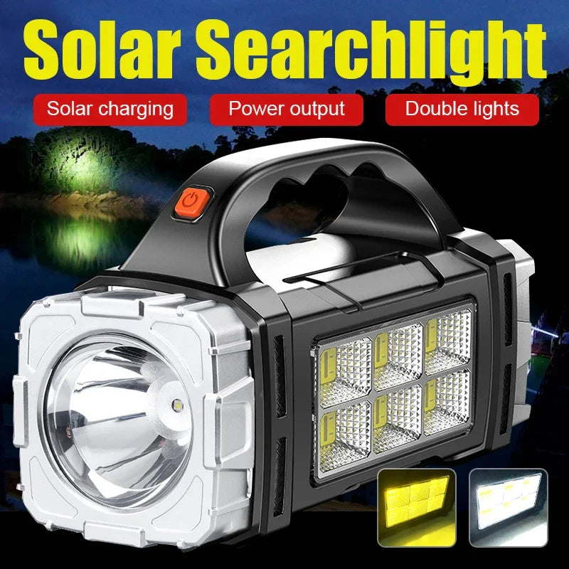 Solar USB Rechargeable LED Flashlight COB Torch & Power Bank