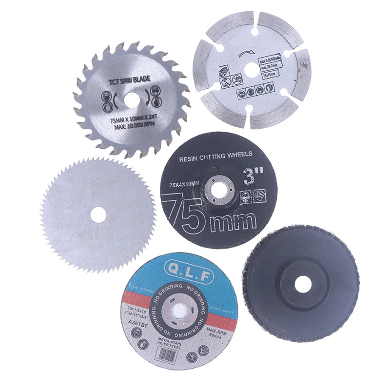 7Pcs 75mm Cutting Disc Set For Hole Angle 10mm Circular Saw Blade Sander Sanding Tool DIY Tile Wood Metal Cutting Disc Peaceful Pleasures Health and Wellness