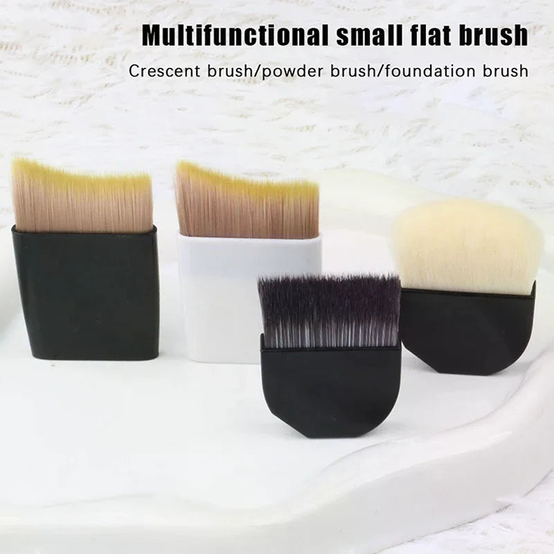 1 Pcs Ultra-Thin One-Line Foundation Brush Crescent-Shaped Mask Brush Short Handle Fluffy Soft Bristle Professional Beauty Tool Peaceful Pleasures Health and Wellness