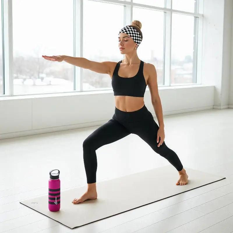 Checkerboard Elastic Headband | Sports & Yoga Hairband for Women