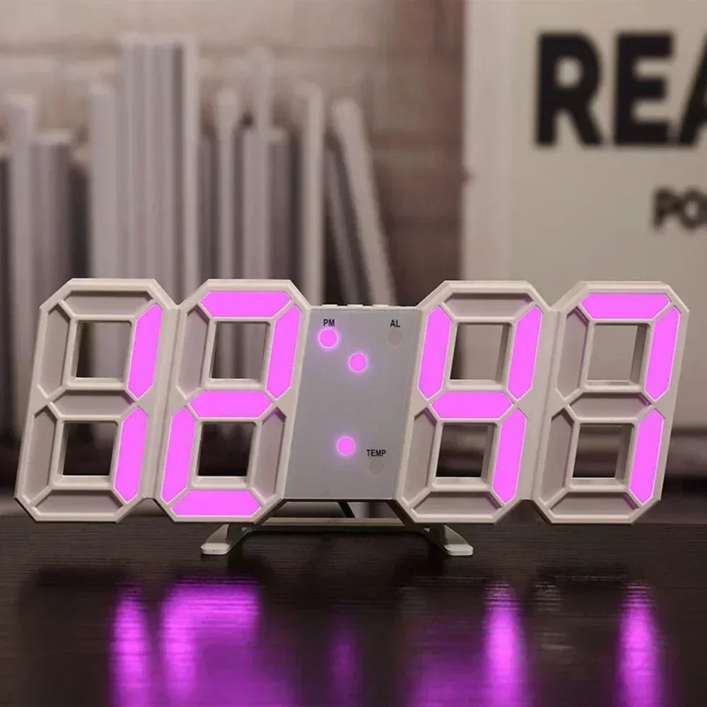 LED Digital Alarm Clock – Wall or Desk, 3-Brightness Display