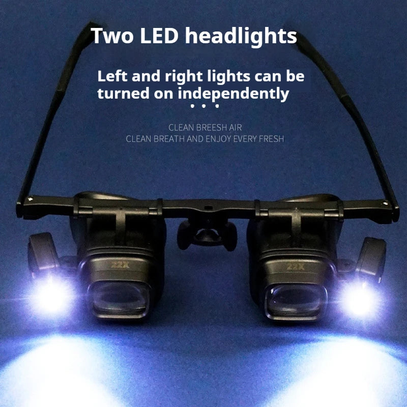 Magnifying Glass with Light Magnifier with Led Light Glasses Style Head Mounted 24X with Multiple Sets of Lenses Peaceful Pleasures Health and Wellness