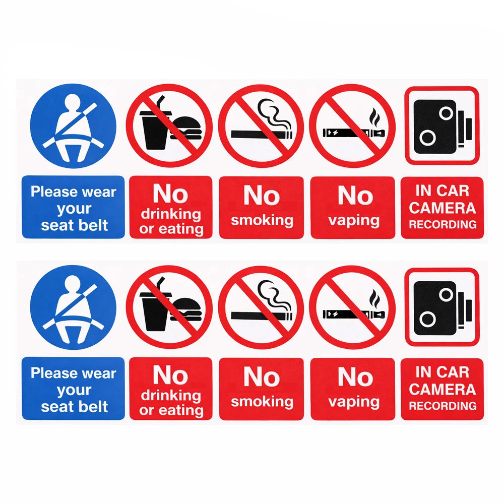 120mm x 40mm Warning Stickers CCTV Seatbelt Passenger Rules Vinyl Car Sticker 2packs Peaceful Pleasures Health and Wellness