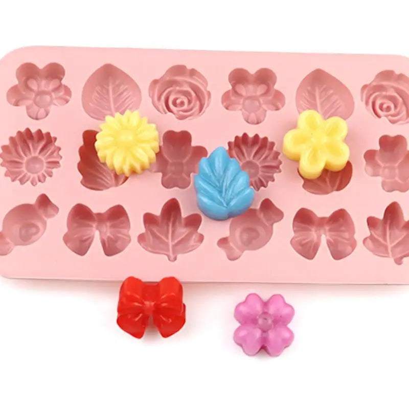 18-Hole 3D Silicone Baking Mold – Flower, Leaf & Candy Shapes Silicone Baking Mold Peaceful Pleasures Health and Wellness