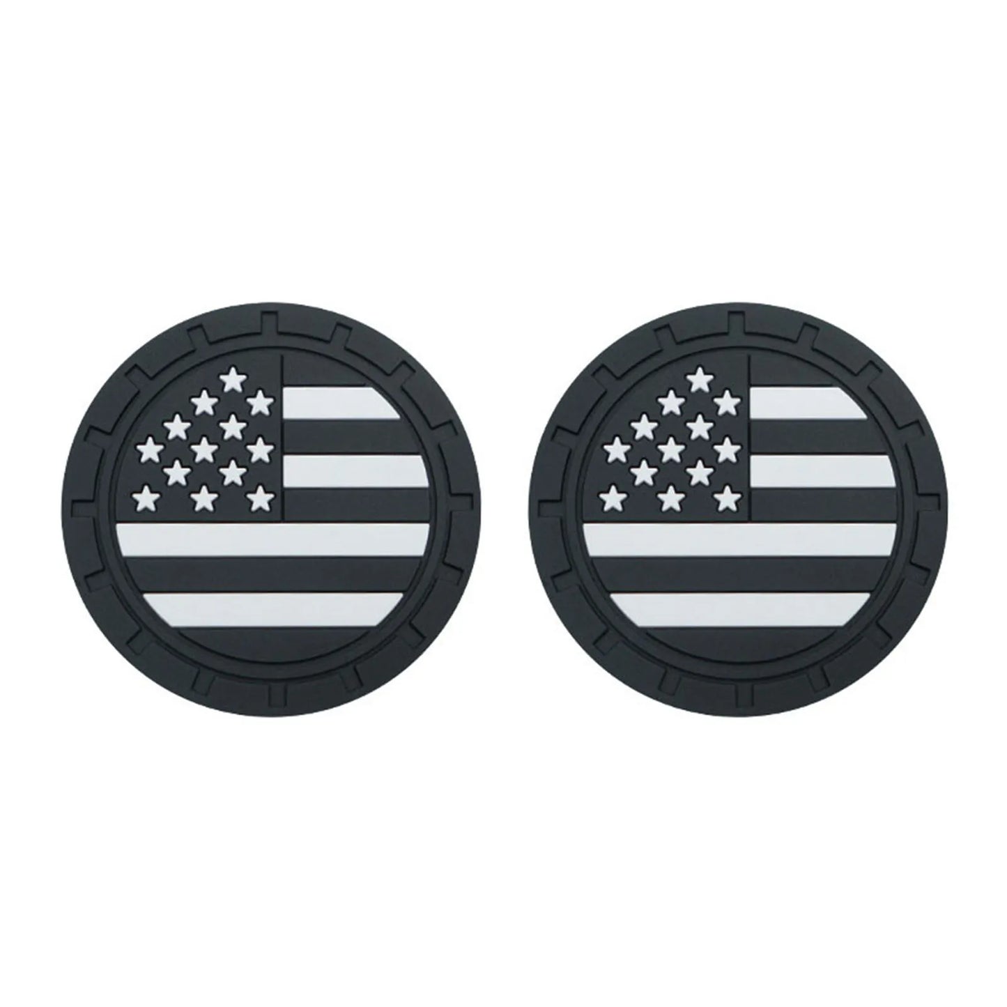 2pcs Anti Slip Shockproof Drink Mat with American Flag Pattern US Flag Insert Car Cup Coaster 2.75 Inch Car Interior Accessories Peaceful Pleasures Health and Wellness Black Silicone