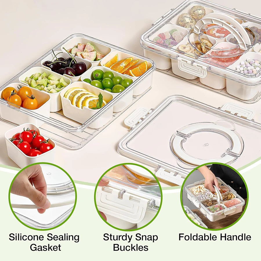 Divided Snack Box Container – 4 or 8 Grid Portable Food Storage & Salad Organizer