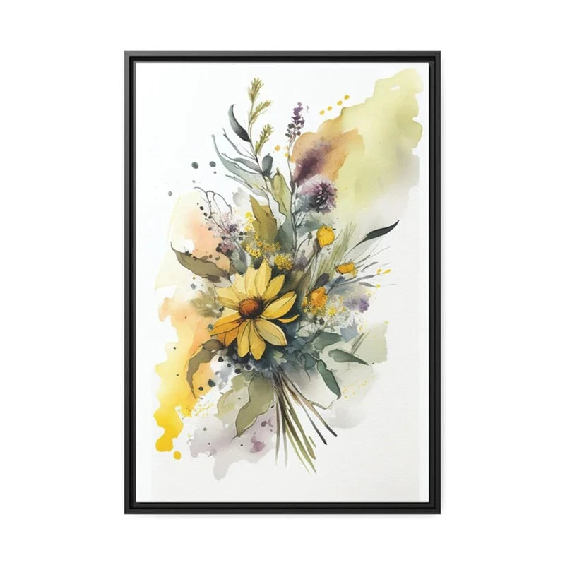 Colorful Flowers Watercolor Canvas Wall Art Print | Unframed