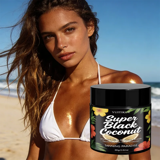 Yuitikue Super Black Coconut Tanning Cream, 80g Ultra-Rich Black Bronzing Formula for Tattoo & Color Fade Protection Peaceful Pleasures Health and Wellness
