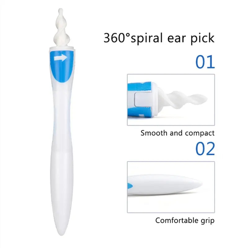 Ear Cleaner With Soft Silicone Ear Wax Remover Tool 16 Replacement Tips Spiral Earwax Health Ear Cleaner Care Tools Peaceful Pleasures Health and Wellness