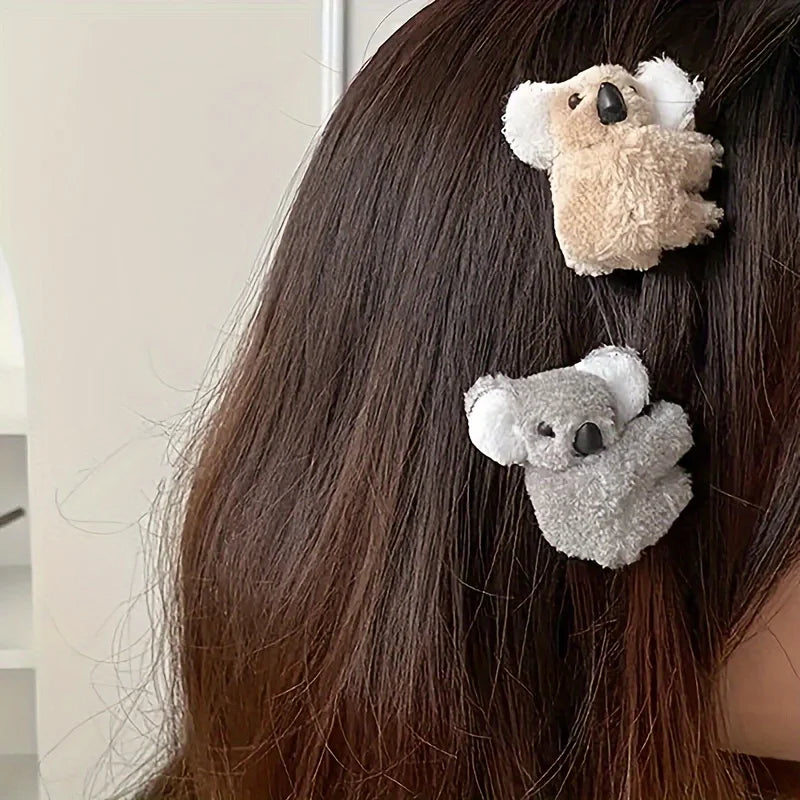 Plush Koala Hair Clips – Set of 2 Cute Animal Barrettes Hair Accessories Peaceful Pleasures Health and Wellness