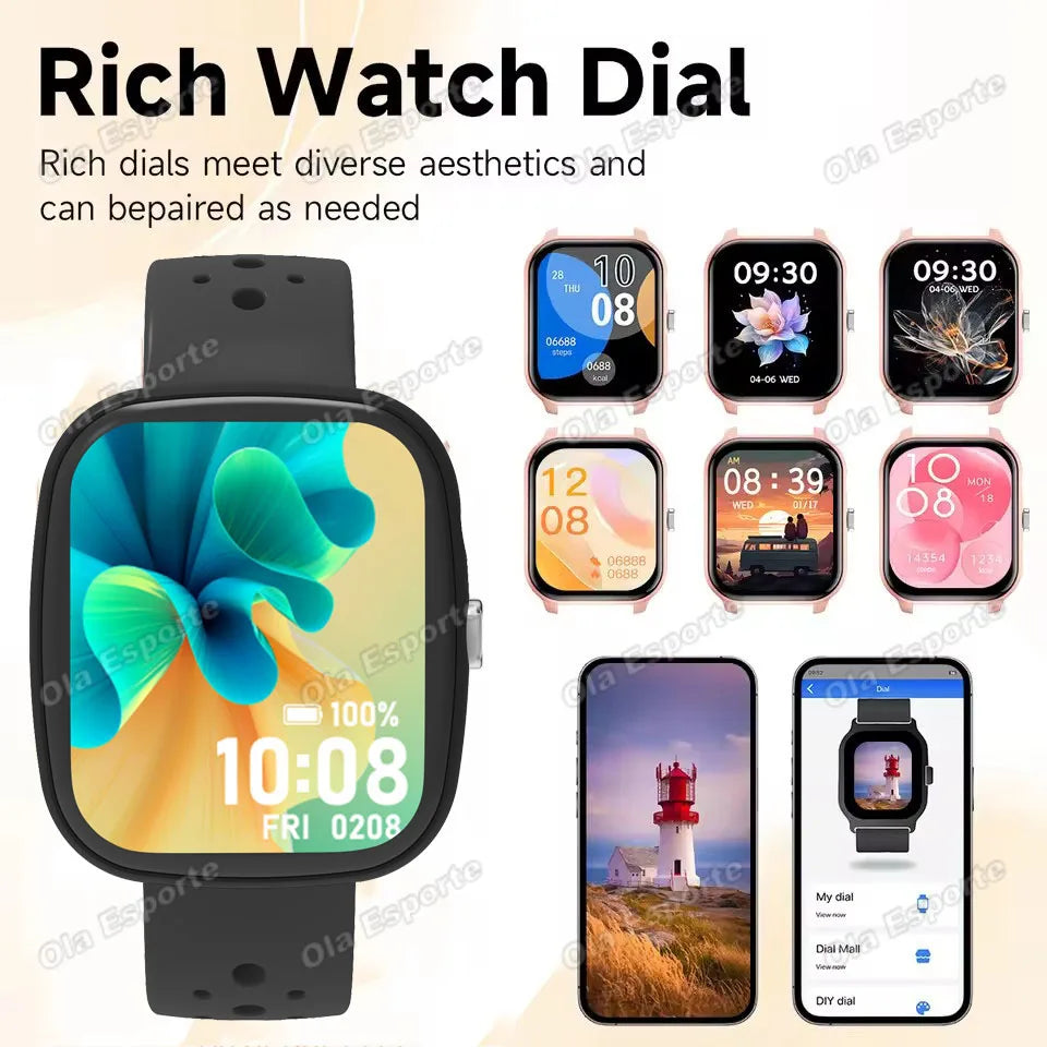 New Game Smart Watch 1.83 Bluetooth Call Sports Mode Music/Camera Control LED Flashlight Long Battery Watch for Android/IOS Gift Peaceful Pleasures Health and Wellness