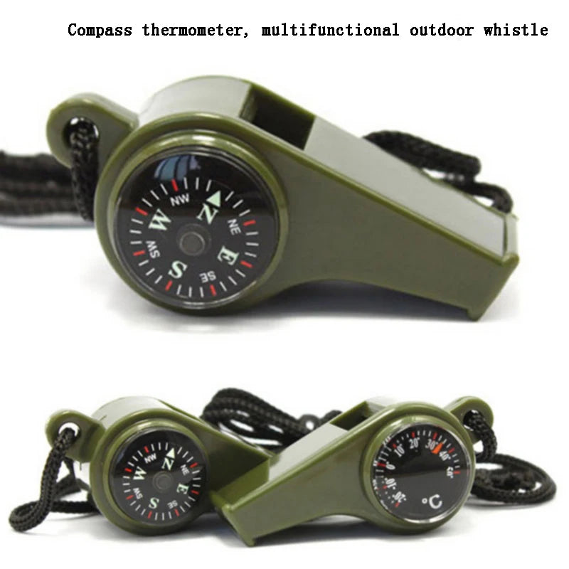 Outdoor Whistle Plastic Multi-functional Three-in-one Whistle Life-saving Whistle Compass Thermometer Whistle Referee Whistle Peaceful Pleasures Health and Wellness