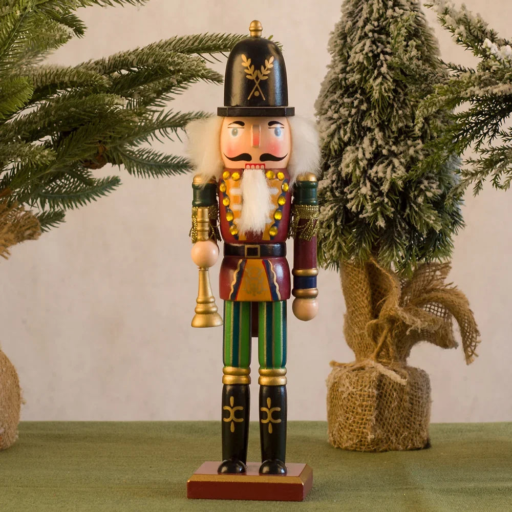 New Creative 30cm Wooden Christmas Nutcrackers Wooden Soldiers Guard Figurines with Good Workmanship for Holiday Decor Display Peaceful Pleasures Health and Wellness bugler