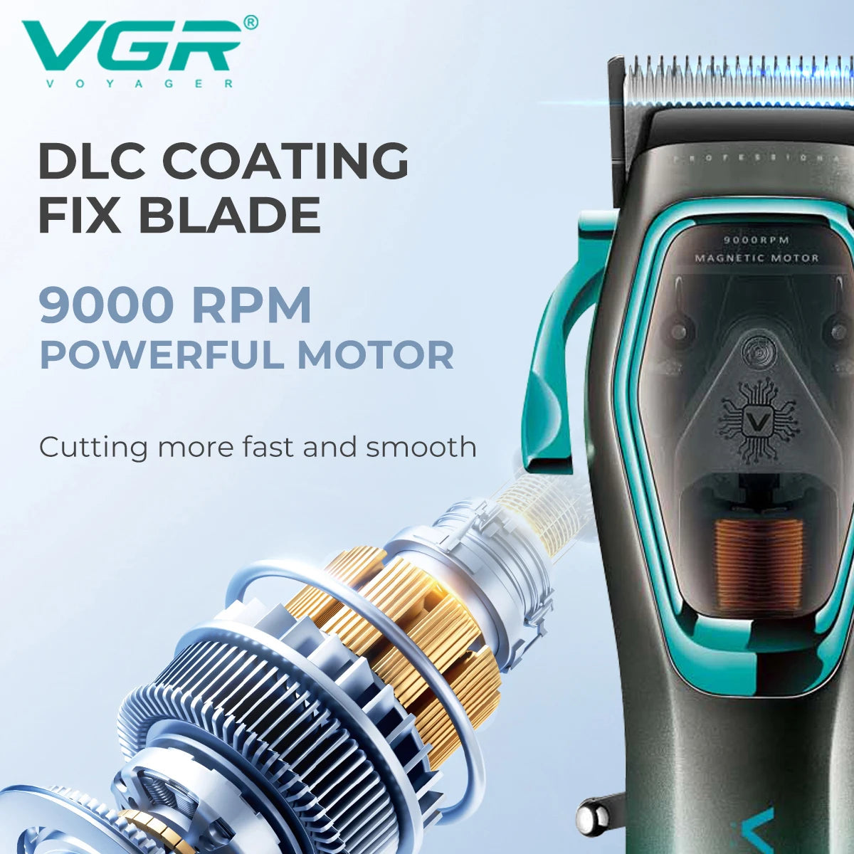 VGR Hair Clipper Professional Hair Trimmer 9000 RPM Hair Cutting Machine Adjustable Barber Haircut LED Trimmer for Men V-674 Peaceful Pleasures Health and Wellness