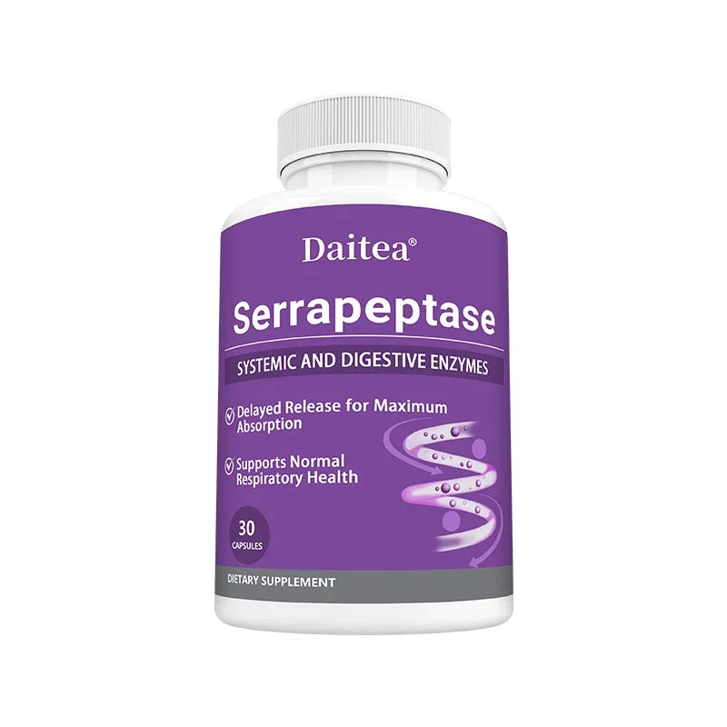 Serrapeptase with Digestive Enzyme, Extra Strength Supplement, Supports Healthy Cellular Function, Gut Health, Digestion Peaceful Pleasures Health and Wellness 30 count-1 bottle