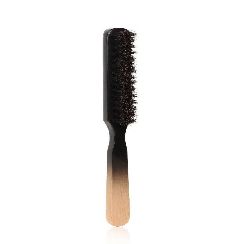 Hair Brush Wood Handle Boar Bristle Beard Comb Styling Detangling Straighten Brown Boar Bristles Massage Comb Peaceful Pleasures Health and Wellness Gradation-S