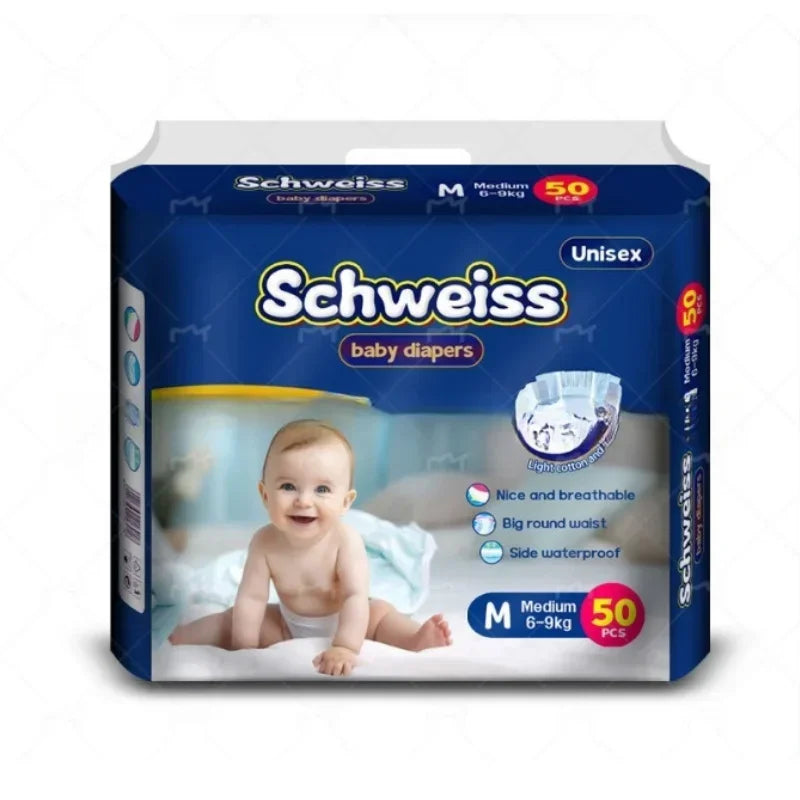 50pcs/1pack Wholesale Hot Sale Baby Pull Up Diapers Soft Light and Thin Breathable Super Absorbent Disposable Nappy for Newborns Peaceful Pleasures Health and Wellness M