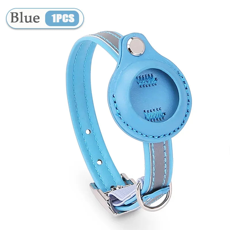 Leather Pet Collar with Apple AirTag Holder | Dog & Cat