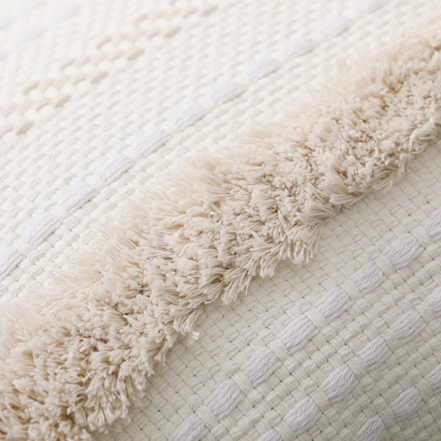Battilo Boho Tufted Throw Pillow Cover with Tassels | Neutral Woven